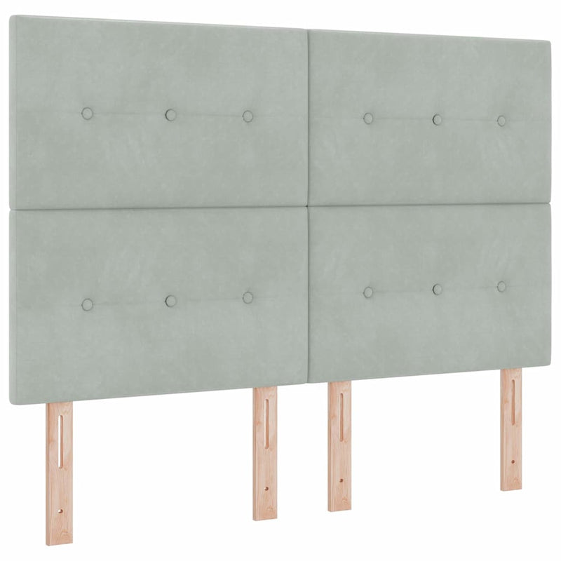 Pat cu arcuri cu headboard Gri deschis 140 x 200 cm Catifea