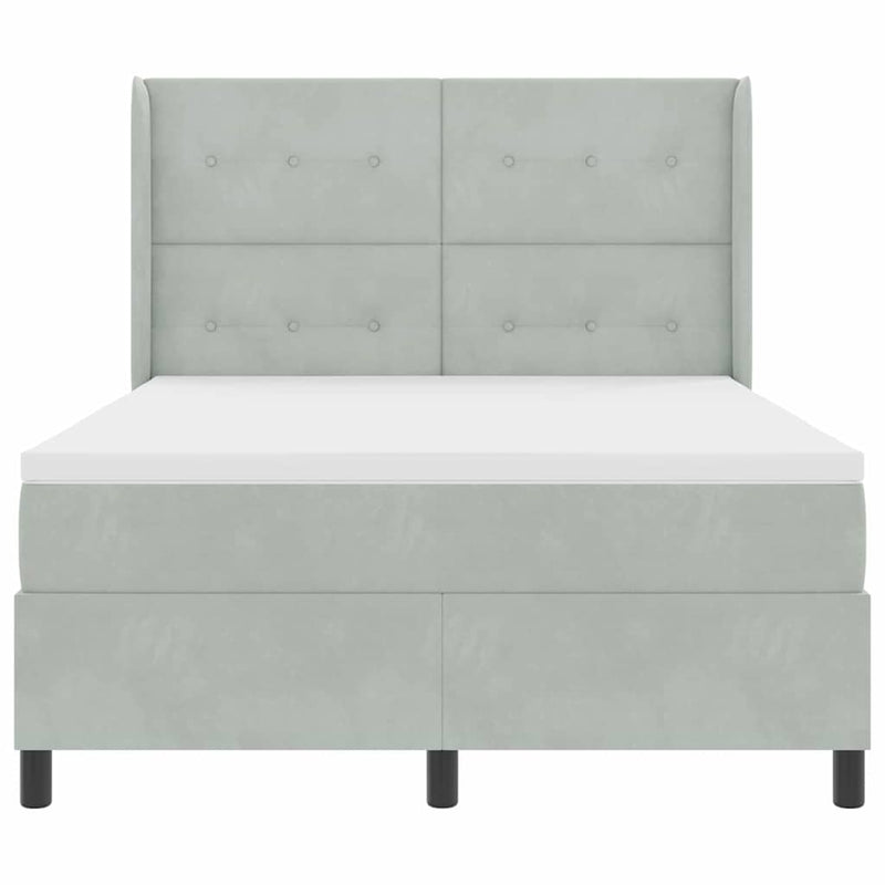 Pat cu arcuri cu headboard Gri deschis 140 x 200 cm Catifea