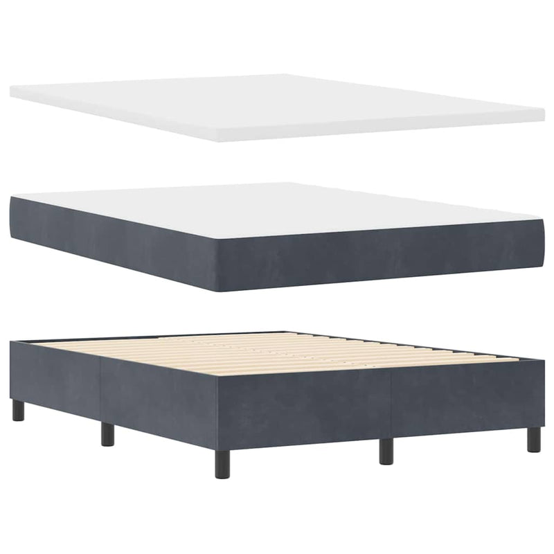 Pat cu arcuri cu headboard Gri închis 160 x 200 cm Catifea