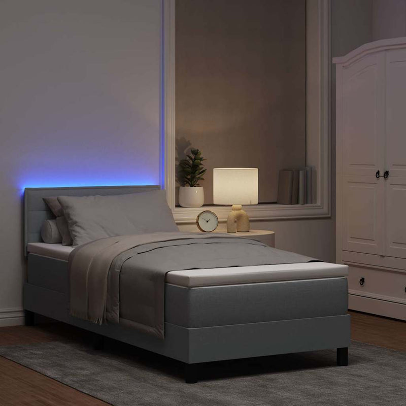 Pat cu arcuri cu benzi LED Gri deschis 80 x 200 cm țesătură