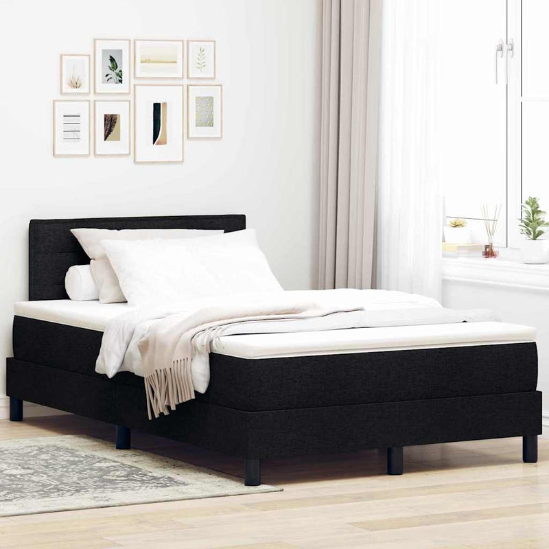 Pat cu arcuri cu benzi LED Negru 120 x 200 cm țesătură