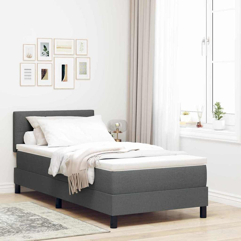 Pat cu arcuri cu benzi LED Gri închis 80 x 200 cm țesătură