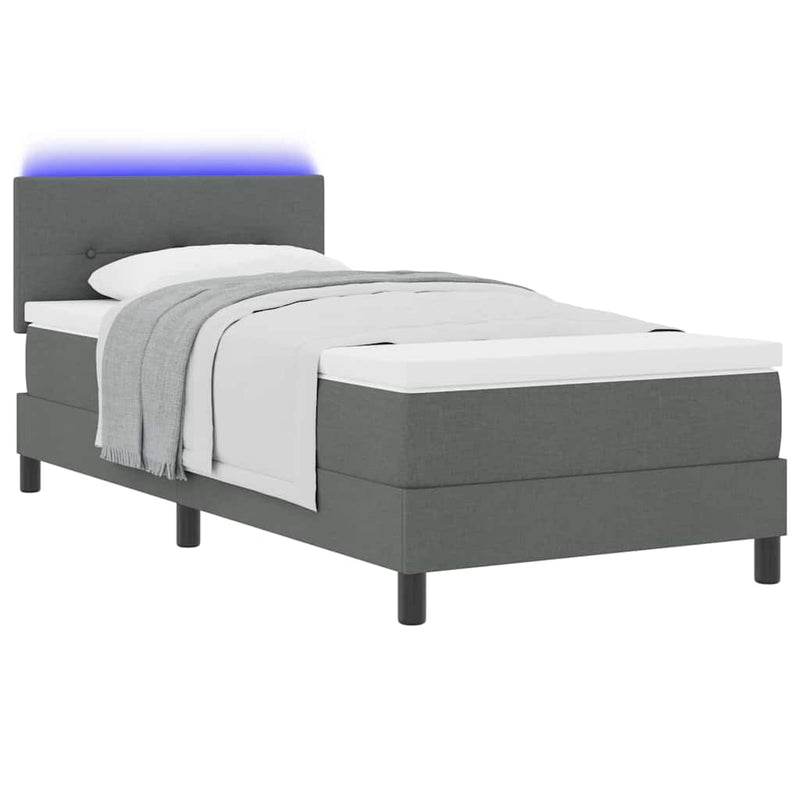 Pat cu arcuri cu benzi LED Gri închis 80 x 200 cm țesătură