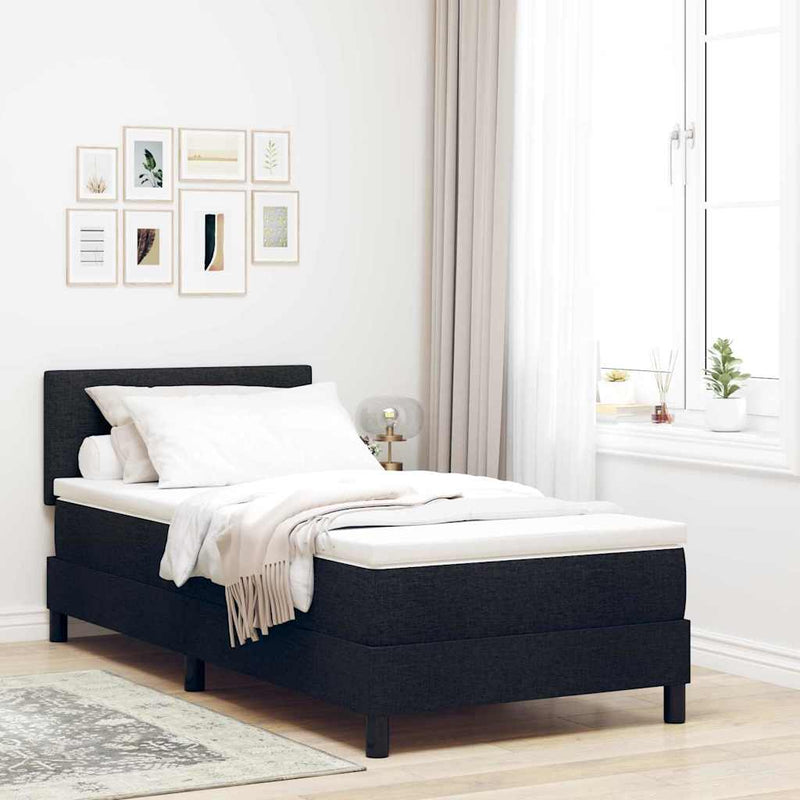 Pat cu arcuri cu benzi LED Negru 80 x 200 cm țesătură