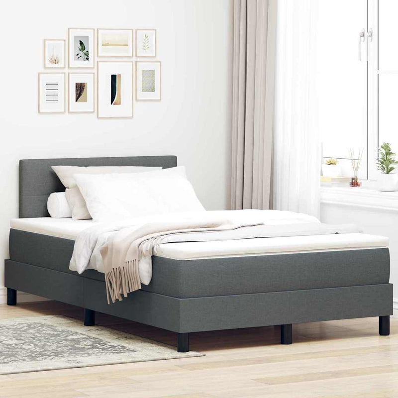 Pat cu arcuri cu benzi LED Gri închis 120 x 190 cm țesătură
