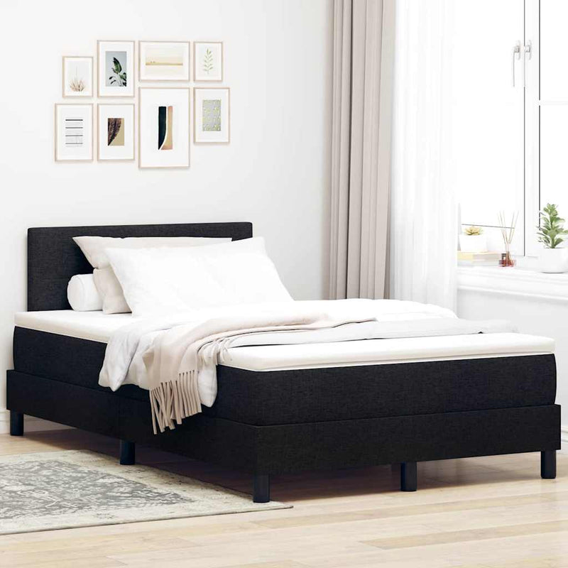 Pat cu arcuri cu benzi LED Negru 120 x 190 cm țesătură