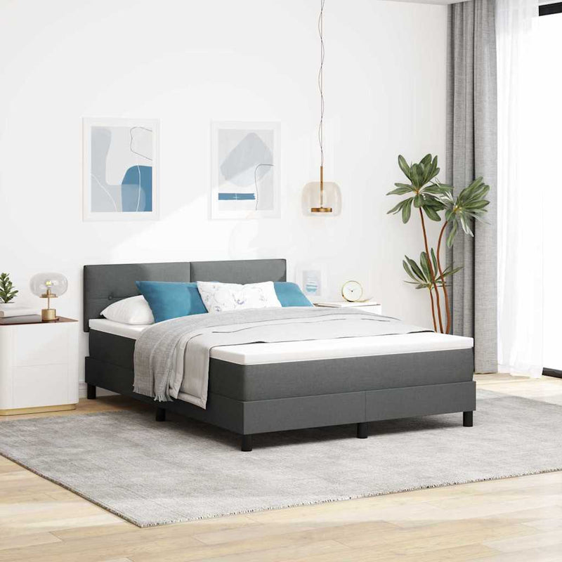 Pat cu arcuri cu benzi LED Gri închis 140 x 200 cm țesătură