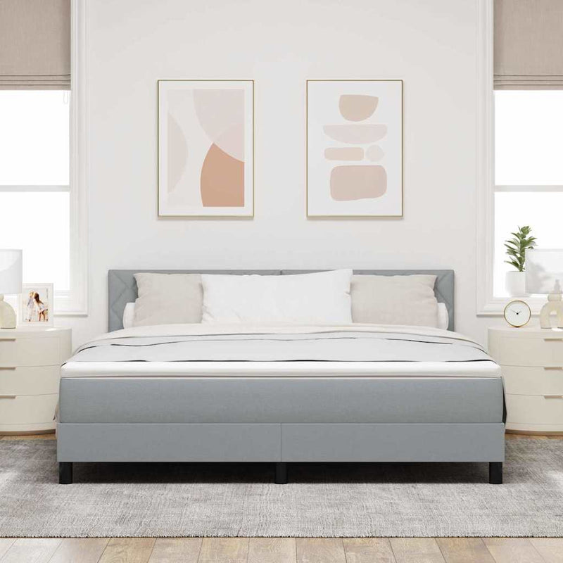 Pat cu arcuri cu pernă Gri deschis 180 x 200 cm țesătură