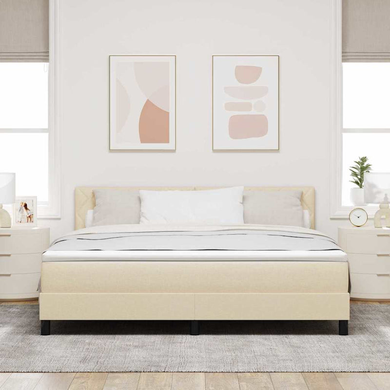Pat cu arcuri cu benzi LED Crem 180 x 200 cm țesătură