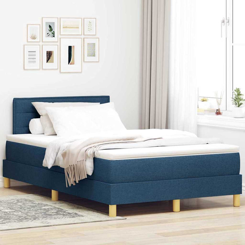 Pat cu arc LED cu headboard albastru 120 x 190 cm țesătură