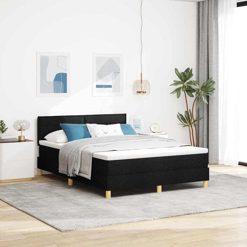 Pat cu arc LED cu benzi LED Negru 140 x 190 cm țesătură