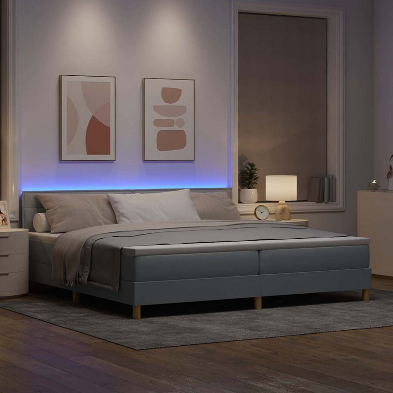 Pat cu arc LED cu benzi LED Gri deschis 200 x 200 cm țesătură