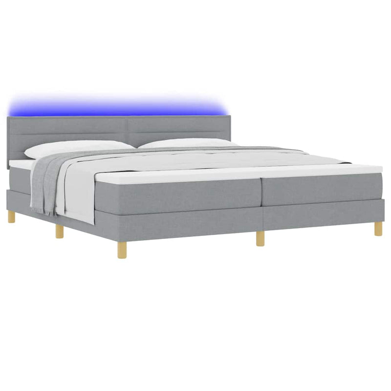 Pat cu arc LED cu benzi LED Gri deschis 200 x 200 cm țesătură
