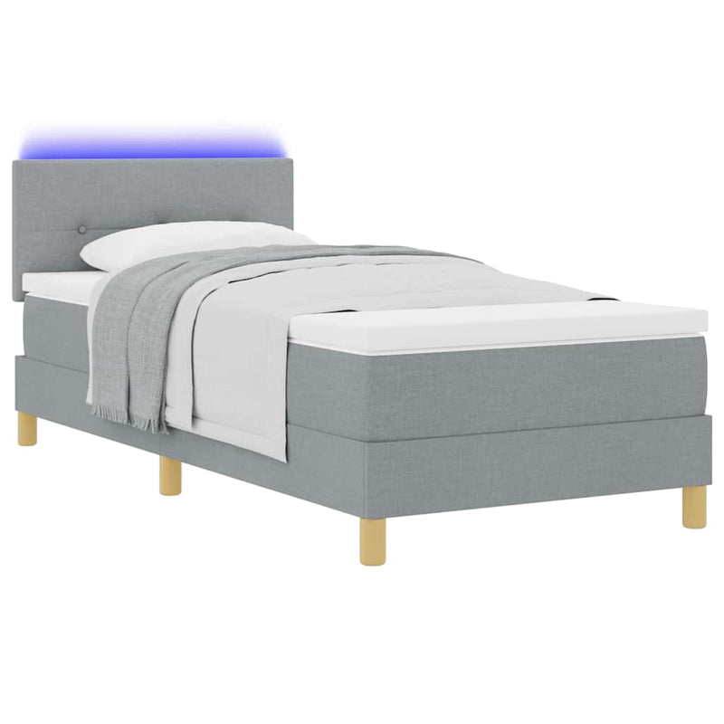Pat cu arc LED cu benzi LED Gri deschis 80 x 200 cm țesătură