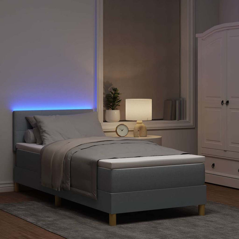 Pat cu arc LED cu pernă Gri deschis 100 x 200 cm țesătură