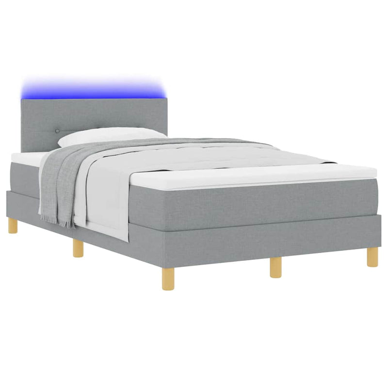 Pat cu arc LED cu benzi LED Gri deschis 120 x 190 cm țesătură