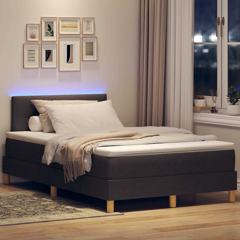 Pat cu arc LED cu benzi LED Maro închis 120 x 190 cm țesătură