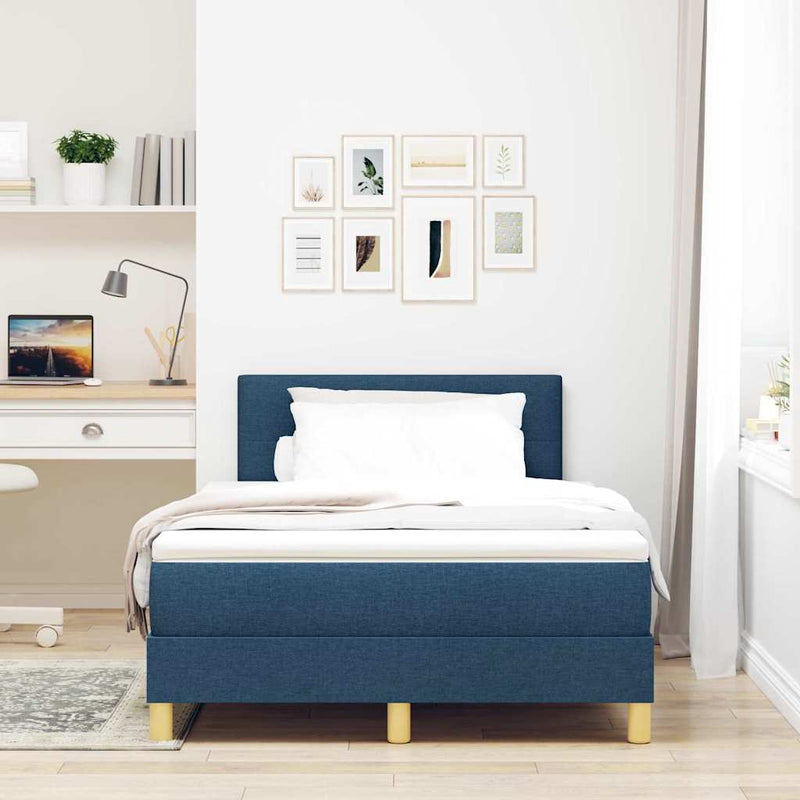 Pat cu arc LED cu headboard albastru 120 x 190 cm țesătură