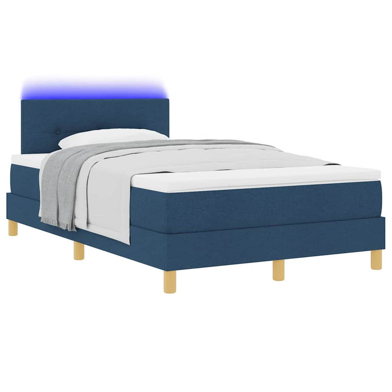 Pat cu arc LED cu headboard albastru 120 x 190 cm țesătură