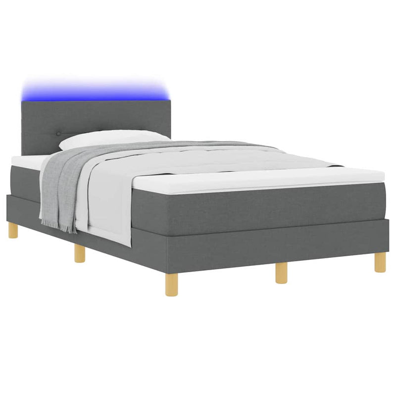 Pat cu arc LED cu benzi LED Gri închis 120 x 200 cm țesătură