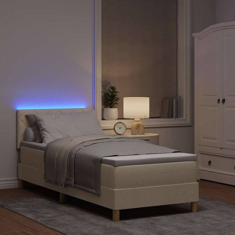 Pat cu arc LED cu headboard Crem 80 x 200 cm țesătură
