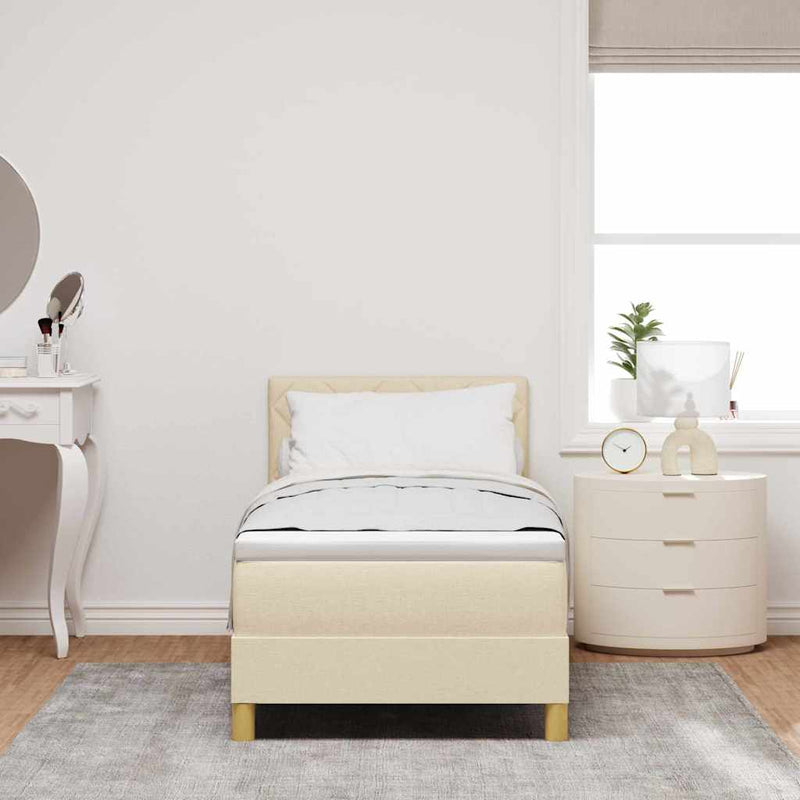 Pat cu arc LED cu headboard Crem 80 x 200 cm țesătură