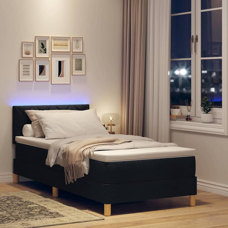 Pat cu arc LED cu benzi LED Negru 100 x 200 cm țesătură