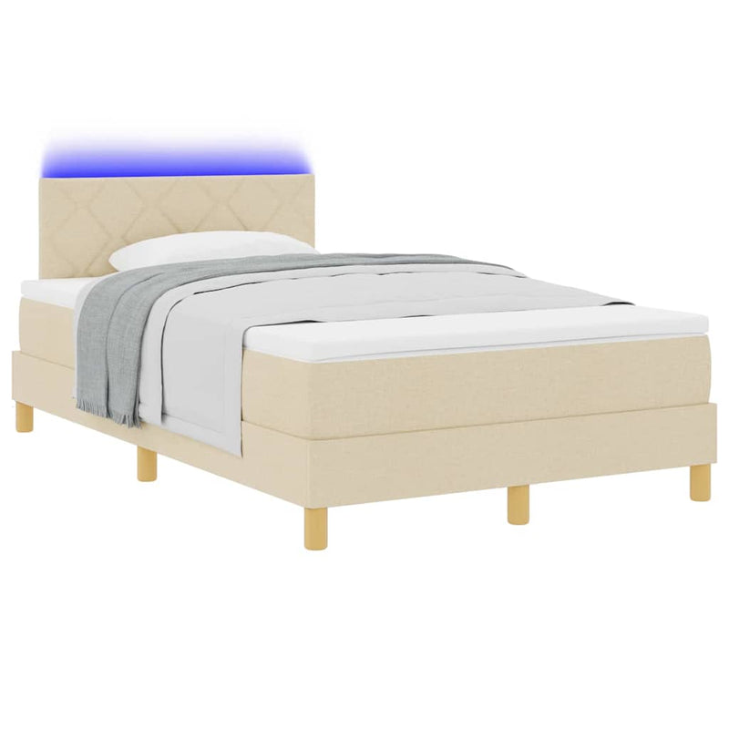 Pat cu arc LED cu pernă cu benzi LED Crem 120 x 190 cm țesătură