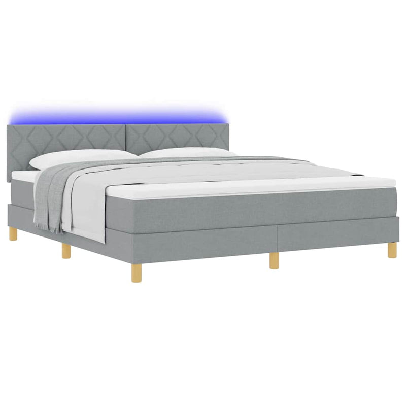 Pat cu arc LED cu benzi LED Gri deschis 180 x 200 cm țesătură
