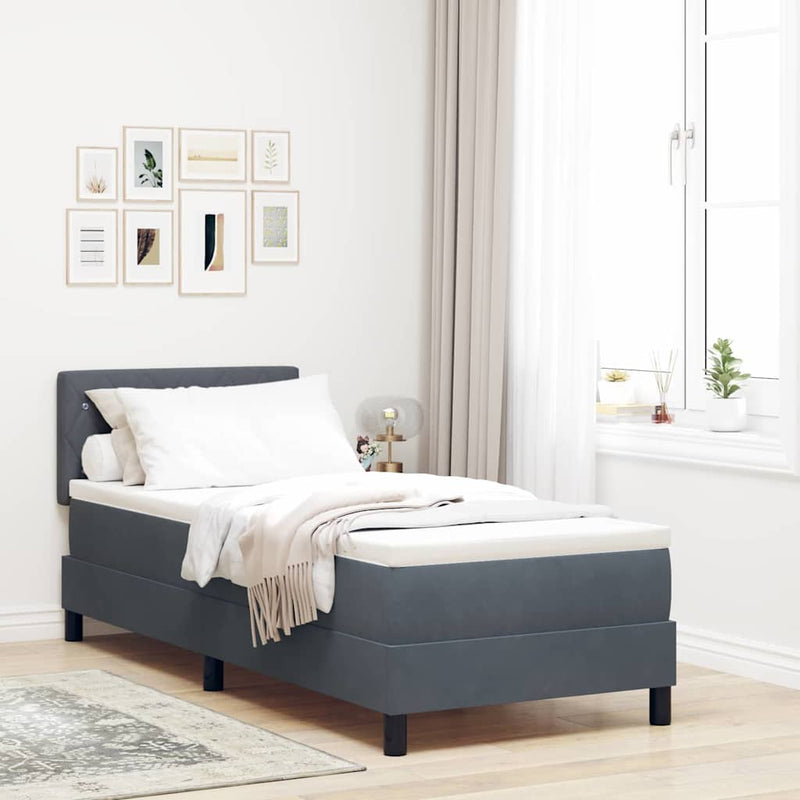 Pat cu arc LED cu headboard Gri închis 80 x 200 cm Catifea