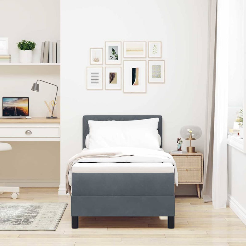 Pat cu arc LED cu headboard Gri închis 80 x 200 cm Catifea