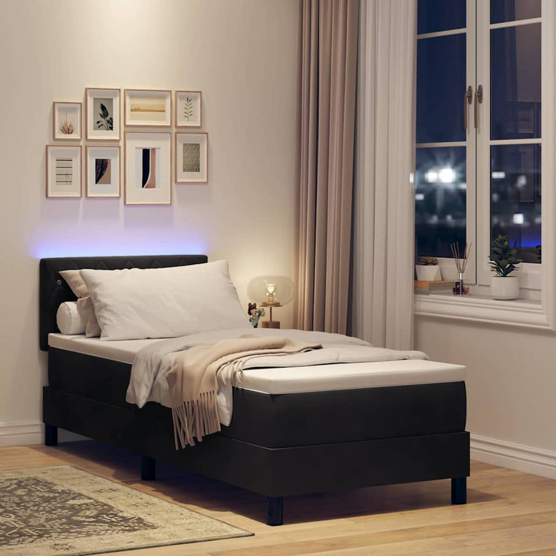 Pat cu arc LED cu headboard Negru 80 x 200 cm Catifea