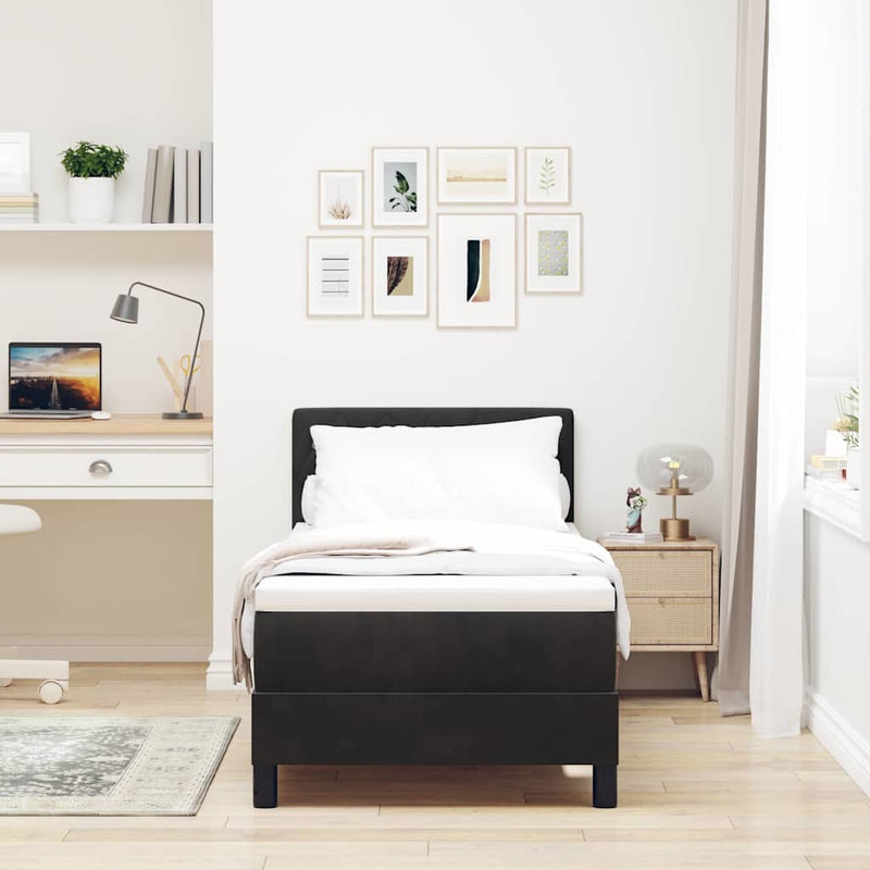 Pat cu arc LED cu headboard Negru 80 x 200 cm Catifea