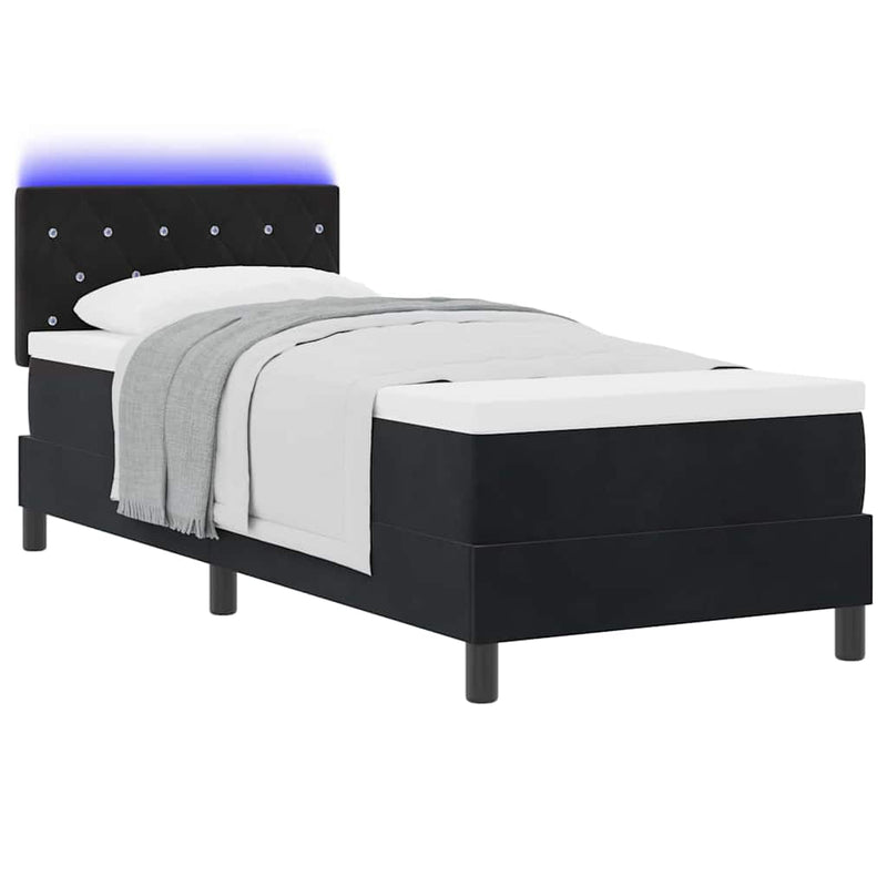 Pat cu arc LED cu headboard Negru 80 x 200 cm Catifea