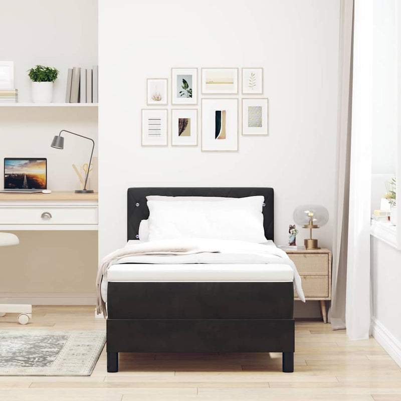 Pat cu arc LED cu headboard Negru 100 x 200 cm Catifea