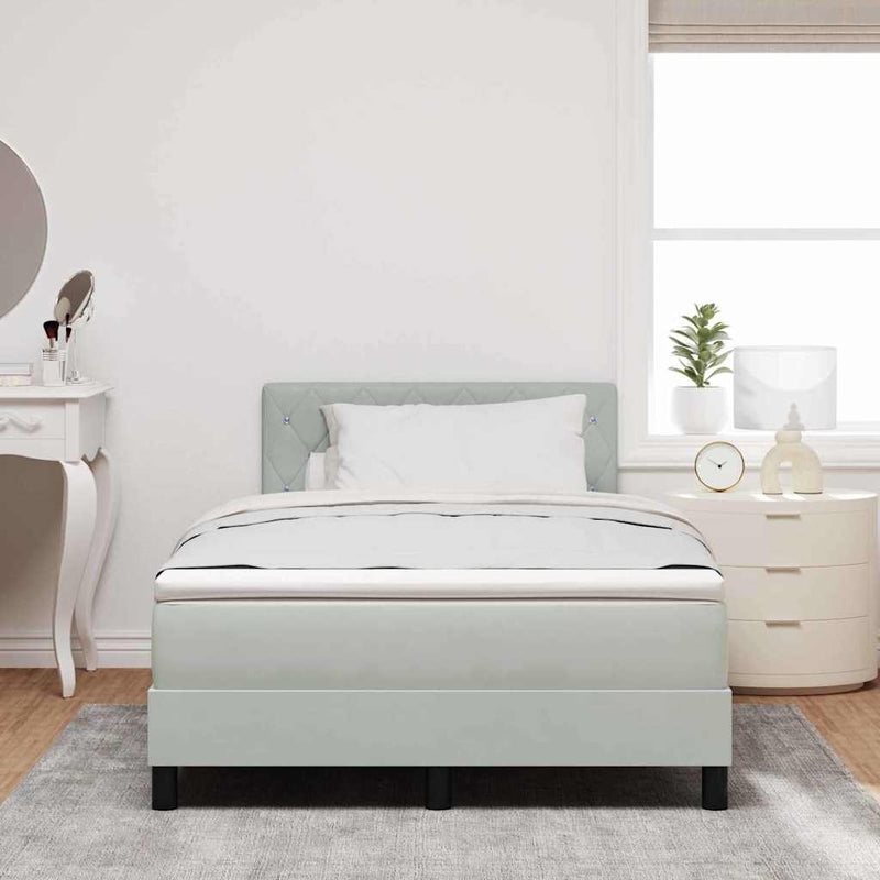 Pat cu arc LED cu headboard Gri deschis 120 x 200 cm Catifea