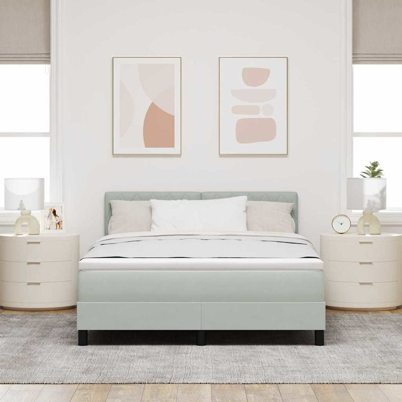 Pat cu arc LED cu headboard Gri deschis 140 x 200 cm Catifea