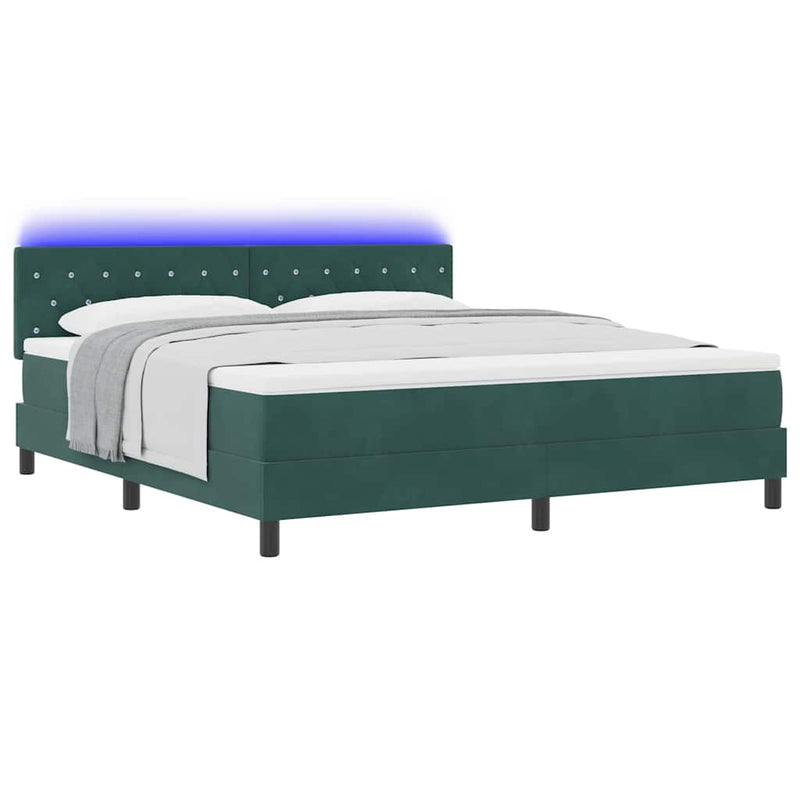 Pat cu arc LED cu saltea Verde închis 180 x 200 cm Catifea