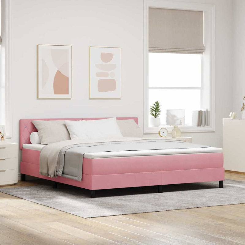 Pat cu arc LED cu headboard Roz 180 x 200 cm Catifea