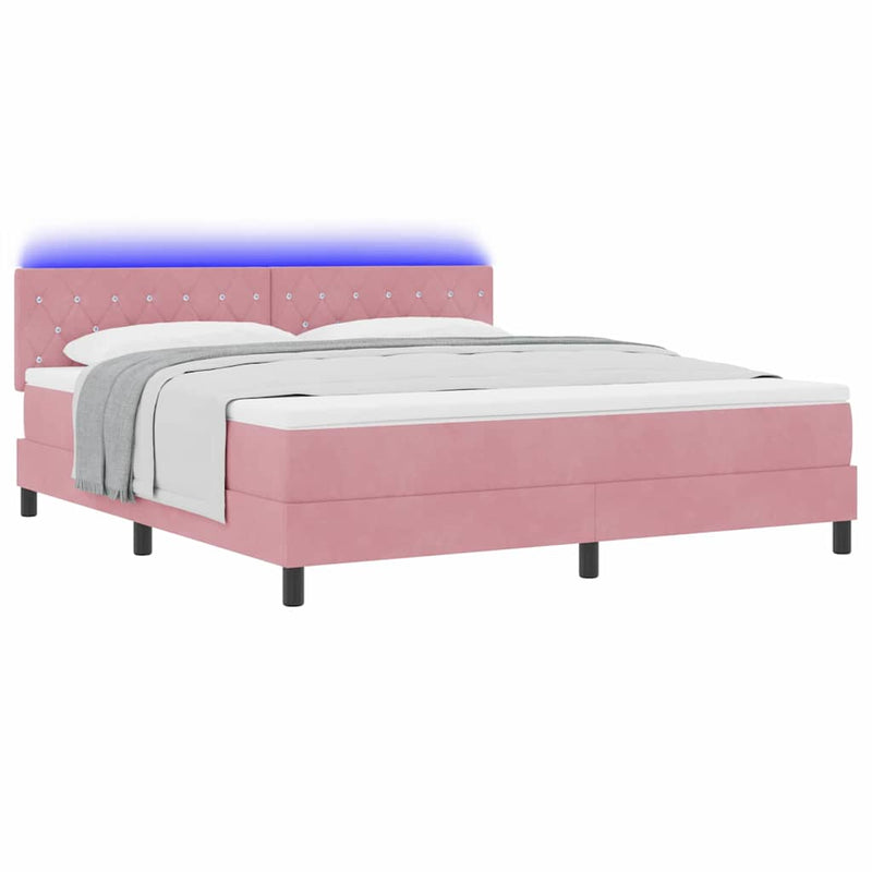 Pat cu arc LED cu headboard Roz 180 x 200 cm Catifea