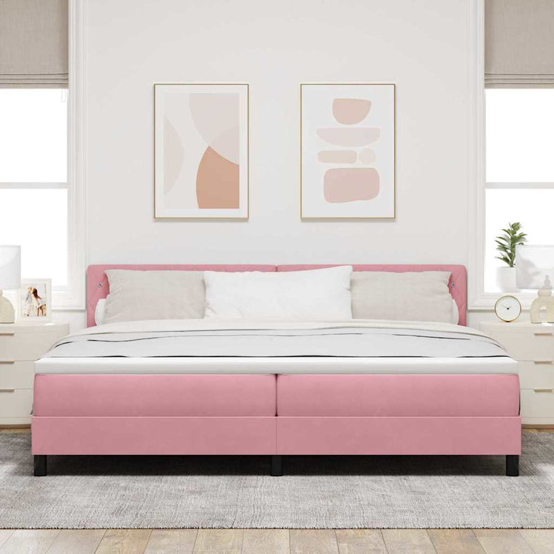 Pat cu arc LED cu headboard Roz 200 x 200 cm Catifea