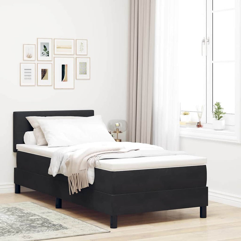 Pat cu arc LED cu headboard Negru 100 x 200 cm Catifea