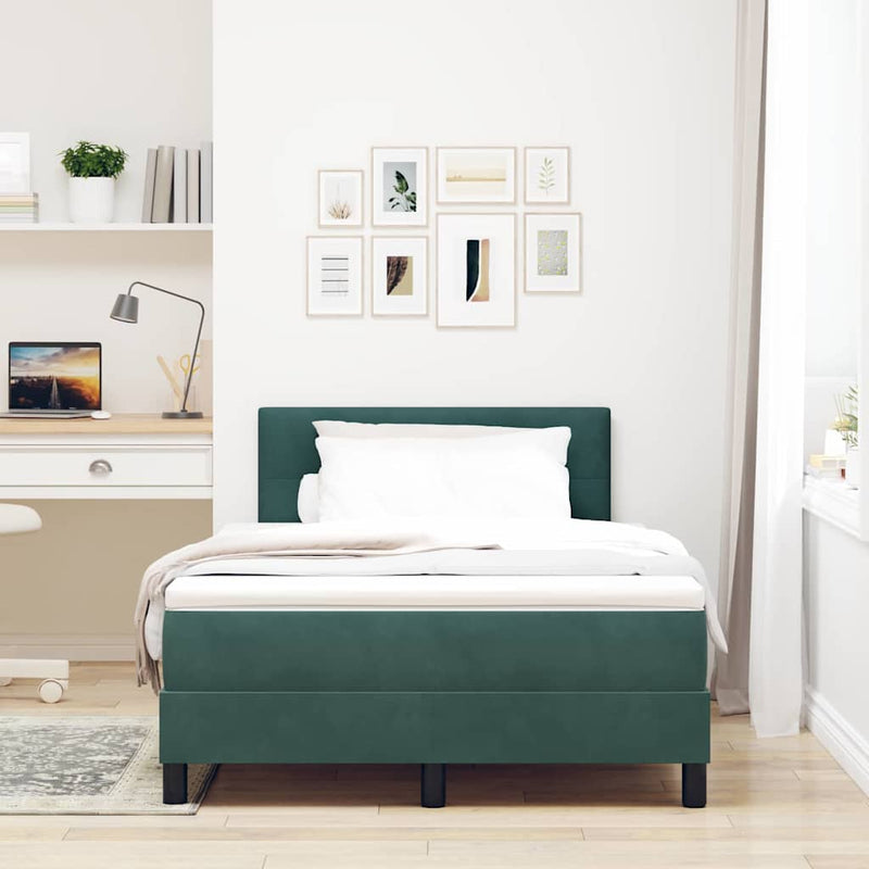Pat cu arc LED cu headboard Verde închis 120 x 190 cm Catifea