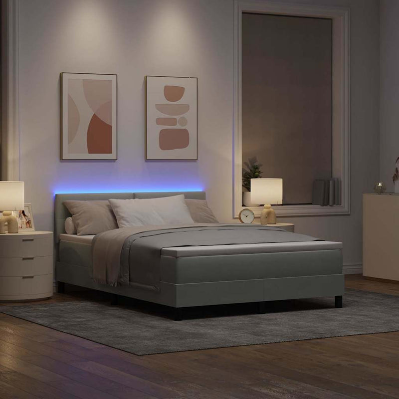 Pat cu arc LED cu headboard Gri deschis 160 x 200 cm Catifea