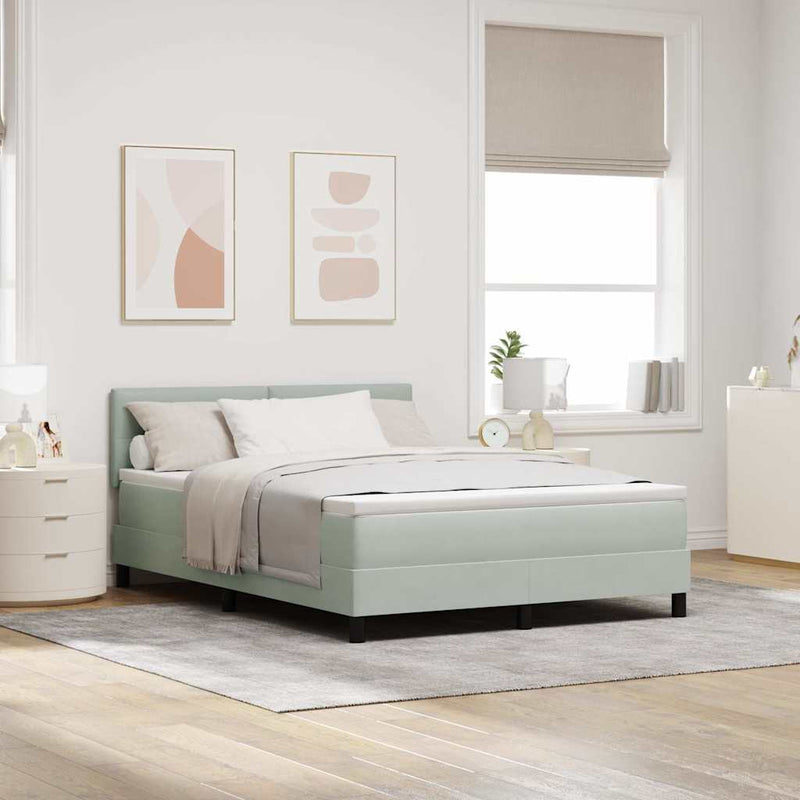 Pat cu arc LED cu headboard Gri deschis 160 x 200 cm Catifea