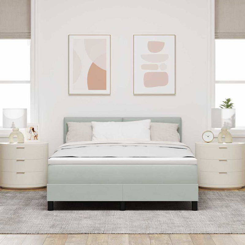 Pat cu arc LED cu headboard Gri deschis 160 x 200 cm Catifea