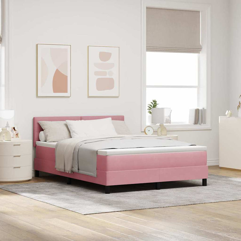 Pat cu arc LED cu headboard Roz 160 x 200 cm Catifea