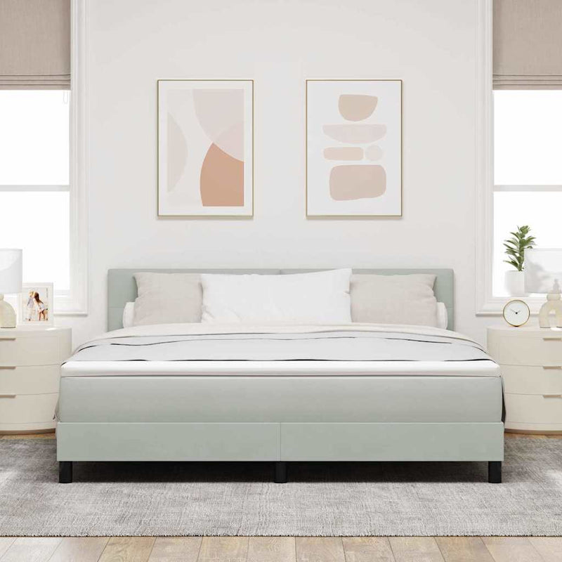 Pat cu arc LED cu headboard Gri deschis 180 x 200 cm Catifea