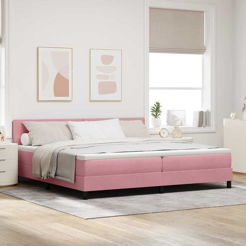 Pat cu arc LED cu headboard Roz 200 x 200 cm Catifea