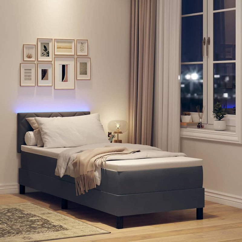 Pat cu arc LED cu headboard Gri închis 80 x 200 cm Catifea